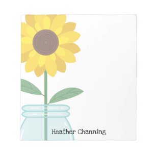 Sunflower in Mason Jar - Add Your Name Notepad