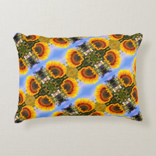 Sunflower In Sunshine Abstract Art Pattern  Accent Pillow