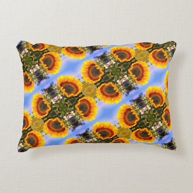 Sunflower In Sunshine Abstract Art Pattern  Accent Pillow (Front)