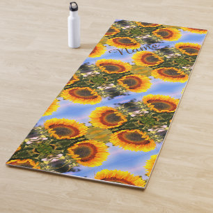 Sunflower In Sunshine Abstract Art Personalized Yoga Mat