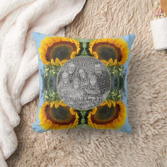 Sunflower In Sunshine Create Your Own Photo Throw Pillow (Blanket)