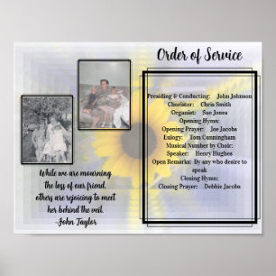 Sunflower Infinity 2 Photo Quote Memorial Program Poster