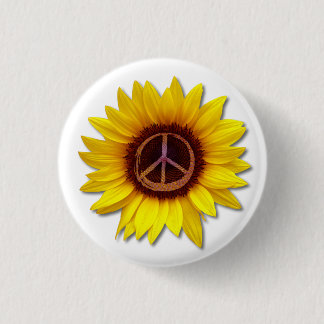 Sunflower Inner Peace Symbol Sign Anti-War 1 Inch Round Button
