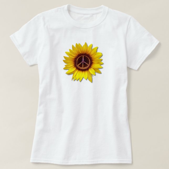 Sunflower inner Peace Symbol Sign Ukraine Flower T-Shirt (Design Front)