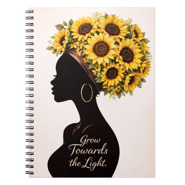 Sunflower Inspirational Black Woman Floral Journal (Front)