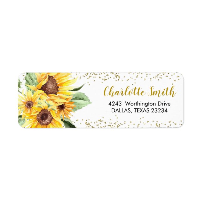 Sunflower is on the way Baby Shower Address Label (Front)