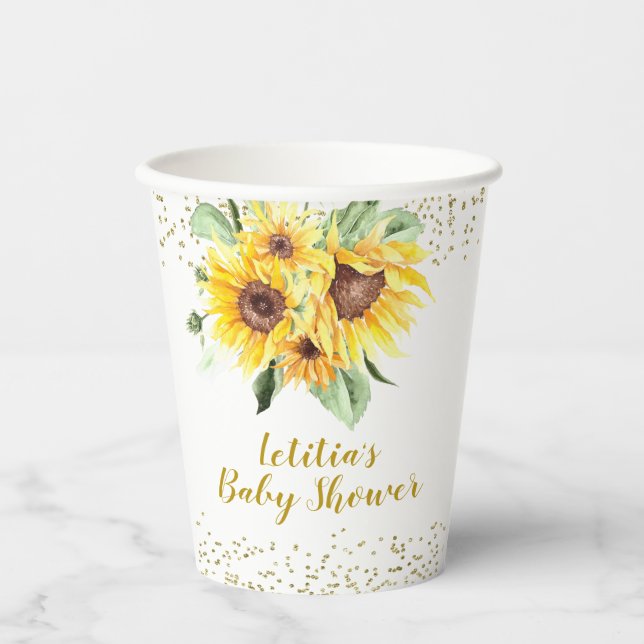 Sunflower is on the way Baby Shower Paper Cup (Front)