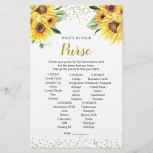 Sunflower Is On The Way Baby Shower Purse Game