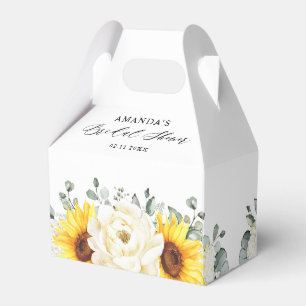 Sunflower Ivory Peony Eucalyptus Bridal Shower Favor Box