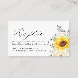 Sunflower Ivory Peony Eucalyptus Wedding Details Enclosure Card