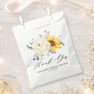 Sunflower Ivory Peony Floral Bridal Shower Favour Bag