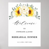 Sunflower Ivory Peony Rehearsal Dinner Welcome