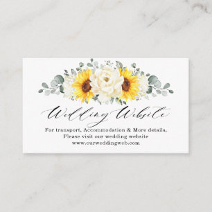 Sunflower Ivory Peony Wedding Website Details      Enclosure Card