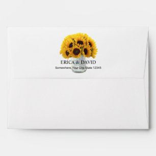 Sunflower Jar String Lights Rustic Barn Wedding Envelopes