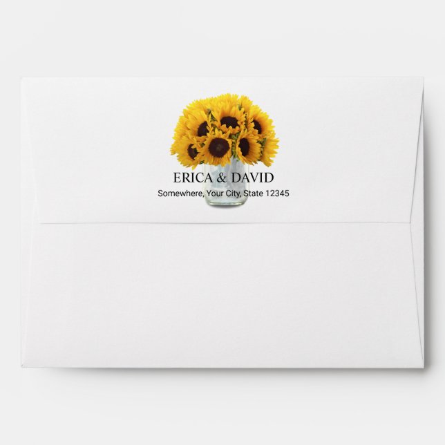 Sunflower Jar String Lights Rustic Barn Wedding Envelopes (Back (Top Flap))