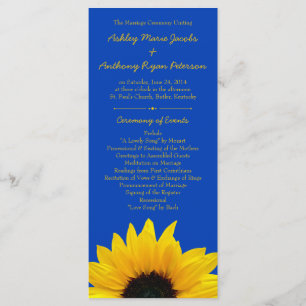Sunflower jaune Cobalt Programme de mariage bleu