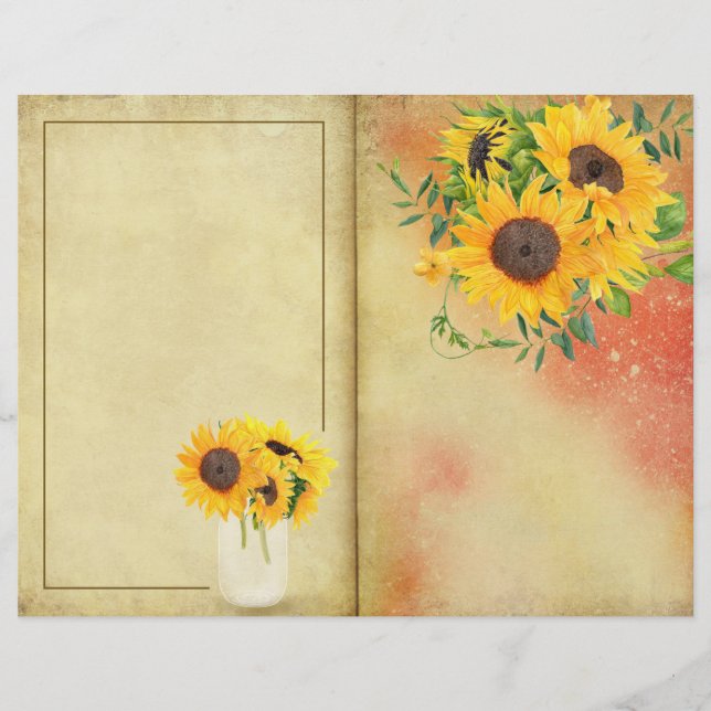 Sunflower Journal Page Scrapbook Paper (Front)