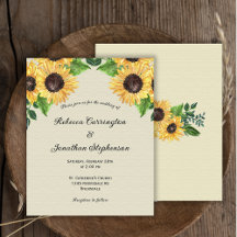 Sunflower Joy Boho Country Budget Wedding Invite