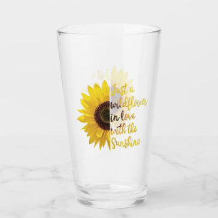 Sunflower "Just A Wildflower In Love..." Glass