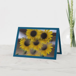 Sunflower Kaleidoscope Blue Mothers Day Card