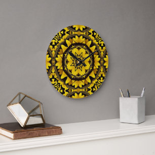Sunflower Kaleidoscope Large Clock
