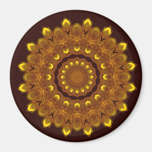 Sunflower Kaleidoscope Mandala Magnet