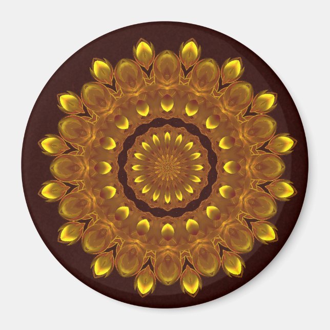 Sunflower Kaleidoscope Mandala Magnet (Front)