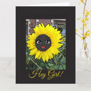 Sunflower Kawaii Smile Anime Card