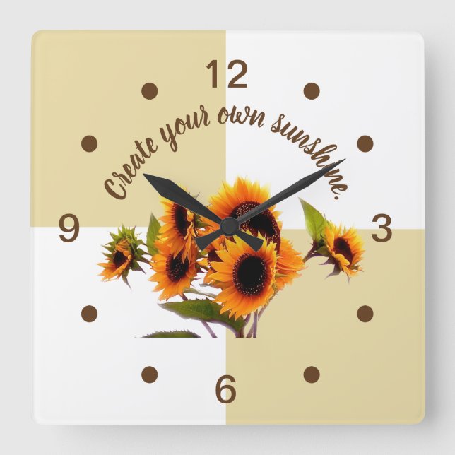 Sunflower | Khaki & White Wall Clock (Front)