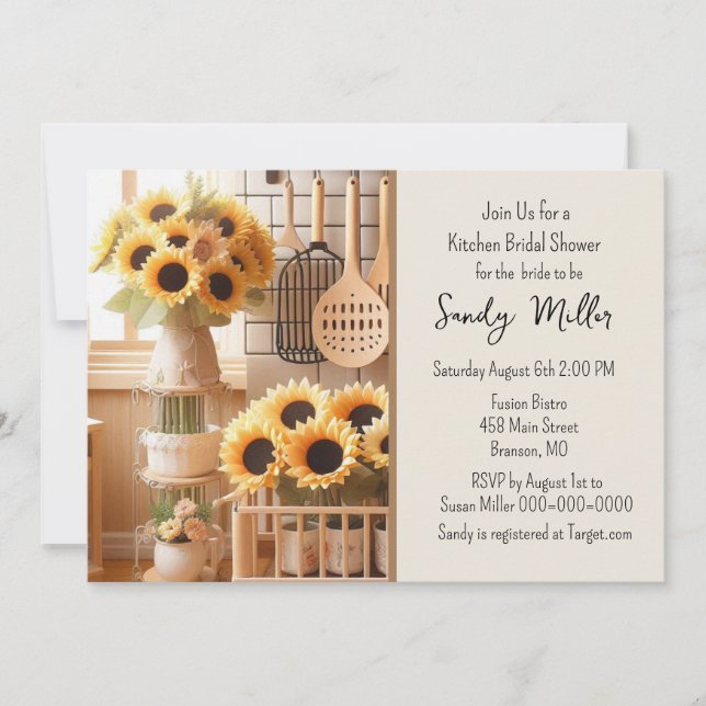  Sunflower Kitchen Bridal Shower Invitation (Front)