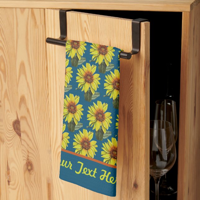 Sunflower Kitchen Towel - Optional Personalization (Thirds Fold)