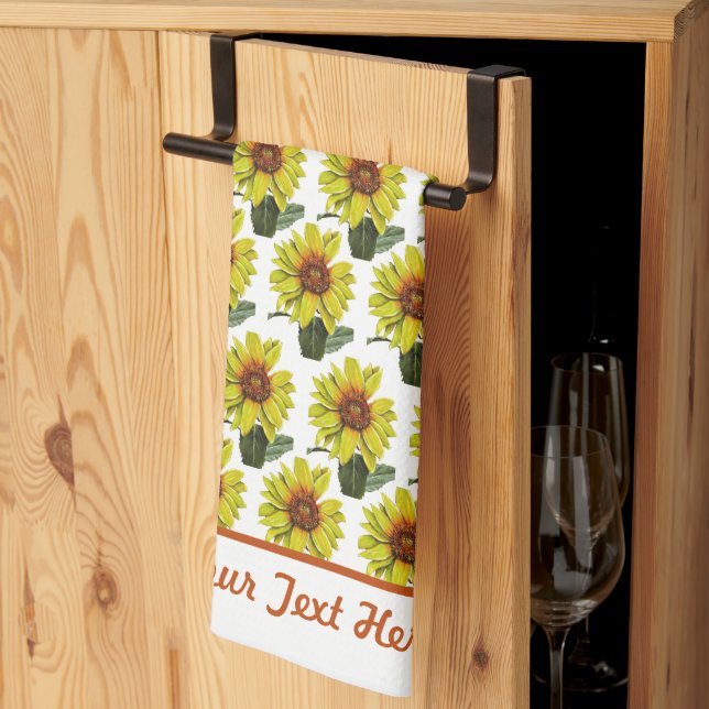 Sunflower Kitchen Towel - Optional Personalization (Thirds Fold)