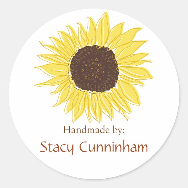 Sunflower Labels for Handmade items (Front)