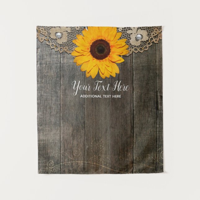 Sunflower Lace Wedding Photo Booth Backdrop Tapestry (Front)