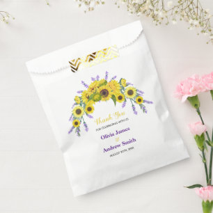 Sunflower & Lavender Vintage Floral Wedding Party Favour Bag