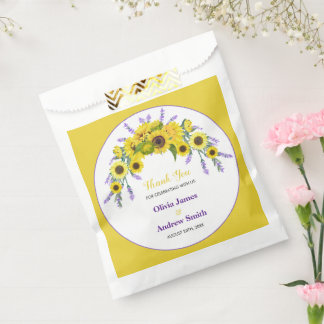 Sunflower & Lavender Vintage Floral Wedding Party Favour Bag