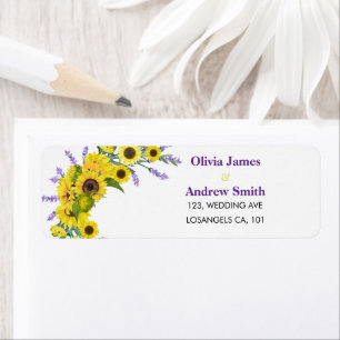 Sunflower & Lavender Wedding Return Address 
