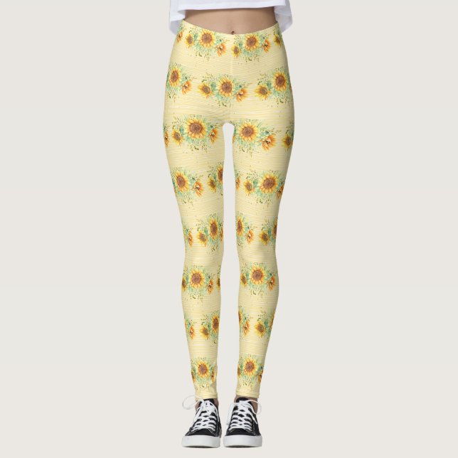 Sunflower Leggings on Yellow (Front)