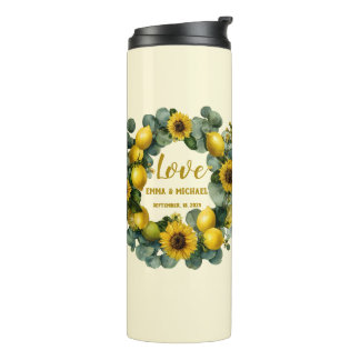 Sunflower Lemon Wreath Love Design Thermal Tumbler