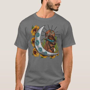 Sunflower Leopard Cowboy Hat Horse Boho Moon Weste T-Shirt