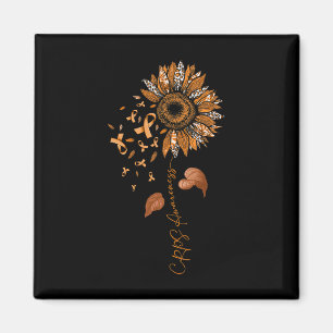 Sunflower Leopard CRPS Awareness Orange Ribbon Magnet