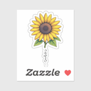 Sunflower leopard Handwritten Name Sticker