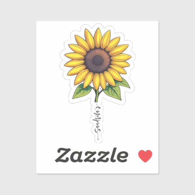 Sunflower leopard Handwritten Name Sticker (Sheet)