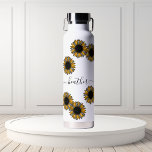 Sunflower Leopard Spot Monogram Name Personalized  Water Bottle<br><div class="desc">This design may be personalized in the area provided by changing the photo and/or text. Or it can be customized by choosing the click to customize further option and delete or change the colour of the background, add text, change the text colour or style, or delete the text for an...</div>