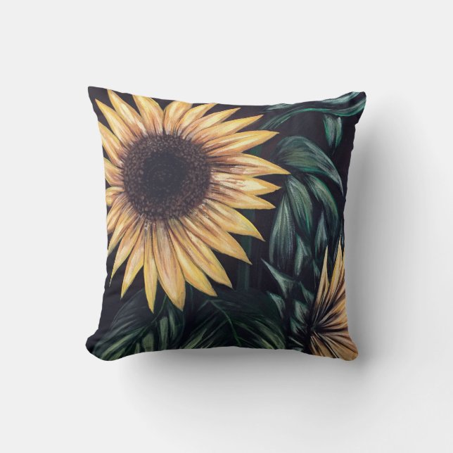 Sunflower Life Throw Pillow (Front)