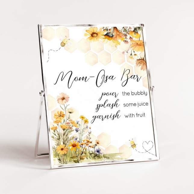 Sunflower Little Honey Baby Shower Mom Osa Bar Poster (Sunflower Little Honey Baby Shower Mom Osa Bar Sign)