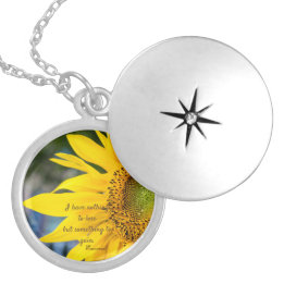 Sunflower Locket Silver-Plated Necklace Quote 