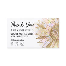 sunflower logo thank you business card