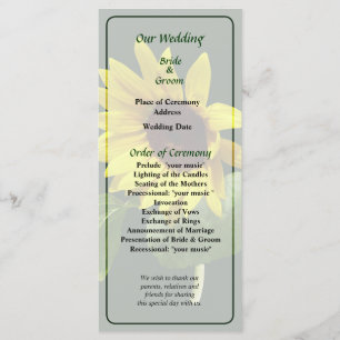 Sunflower Looking Down Wedding Program