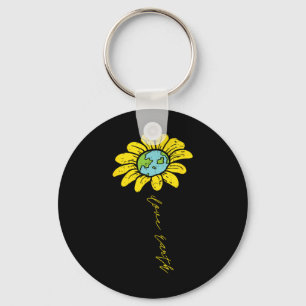 Sunflower Love Earth Day Retro Nature Environmenta Keychain